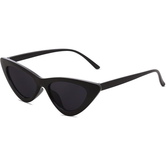 Women Clout Goggles Plastic Frame Vintage Narrow Cat Eye Sunglasses - Picture 1 of 5